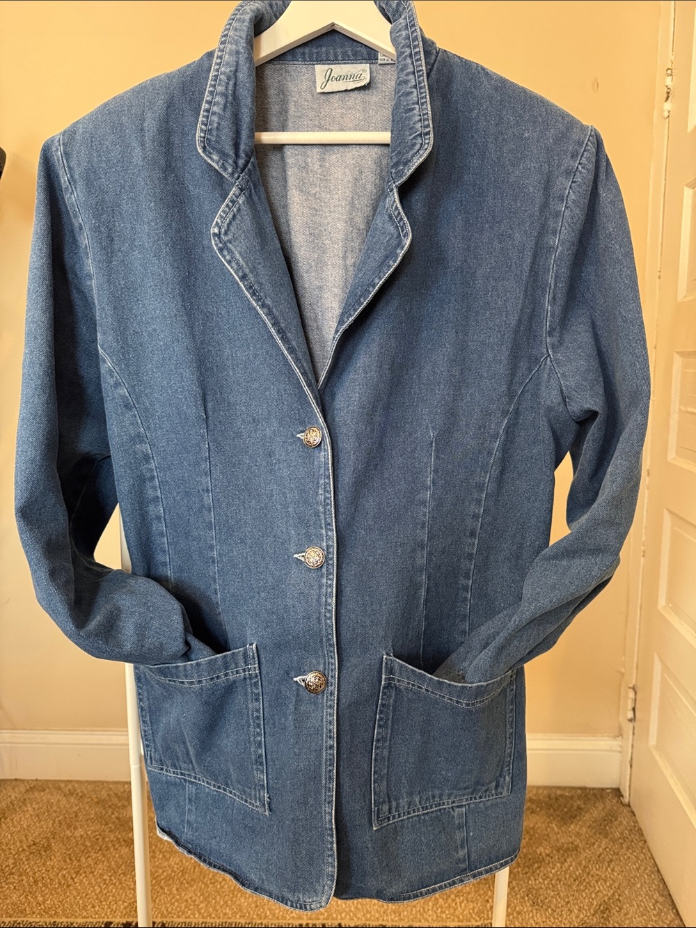 Joanna Blue Denim Jacket with Front Button Detail